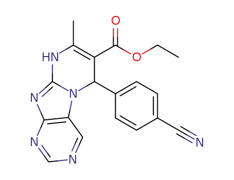 Molecular Structure of 1234620-78-0 ((rac)-Ethyl 6-(4-cyanophenyl)-8-methyl-6,9-dihydropyrimido[2,1-f]purine-7-carboxylate)