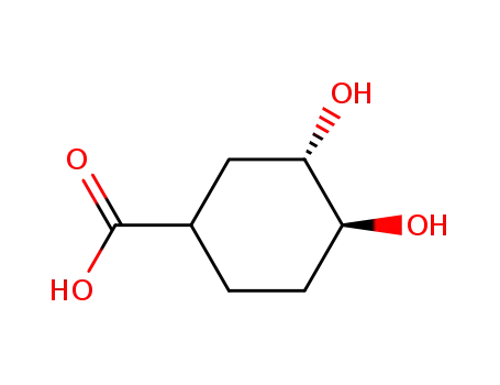 Molecular Structure of 23477-88-5 (Cyclohexanecarboxylic acid, 3,4-dihydroxy-, (1R,3R,4R)-rel-)