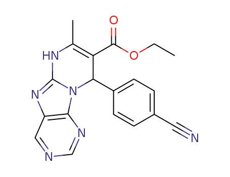 Molecular Structure of 1234620-79-1 ((rac)-ethyl 9-(4-cyanophenyl)-7-methyl-6,9-dihydropyrimido[1,2-e]purine-8-carboxylate)