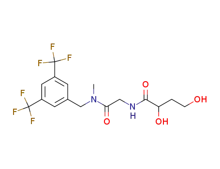 Molecular Structure of 264260-33-5 (<i>N</i>-{[(3,5-bis-trifluoromethyl-benzyl)-methyl-carbamoyl]-methyl}-2,4-dihydroxy-butyramide)