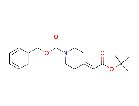 Molecular Structure of 193022-93-4 (1-Piperidinecarboxylic acid,
4-[2-(1,1-dimethylethoxy)-2-oxoethylidene]-, phenylmethyl ester)