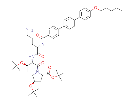 Molecular Structure of 263846-88-4 (1-(2-{5-amino-2-[(4''-pentyloxy-[1,1';4',1'']terphenyl-4-carbonyl)-amino]-pentanoylamino}-3-<i>tert</i>-butoxy-butyryl)-4-<i>tert</i>-butoxy-pyrrolidine-2-carboxylic acid <i>tert</i>-butyl ester)