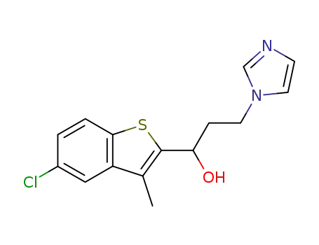 Molecular Structure of 212078-64-3 (1-(5-chloro-3-methylbenzo[b]thiophen-2-yl)-3-(1H-imidazol-1-yl)propan-1-ol)