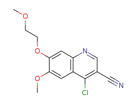 Molecular Structure of 622369-44-2 (3-Quinolinecarbonitrile, 4-chloro-6-methoxy-7-(2-methoxyethoxy)-)