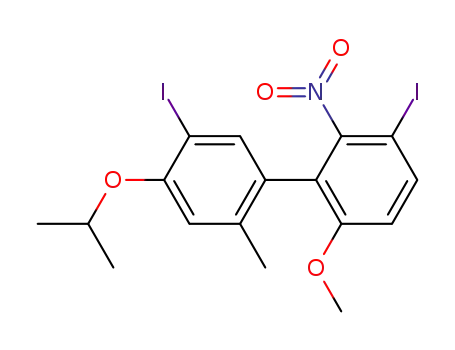Molecular Structure of 111220-43-0 (3,5'-di-iodo-4'-isopropoxy-6-methoxy-2'-methyl-2-nitrobiphenyl)