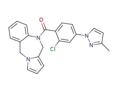 Molecular Structure of 220460-92-4 (10-[2-Chloro-4-(3-methyl-1H-pyrazol-1-yl)benzoyl]-10,11-dihydro-5H-pyrrolo[2,1-c][1,4]benzodiazepine)