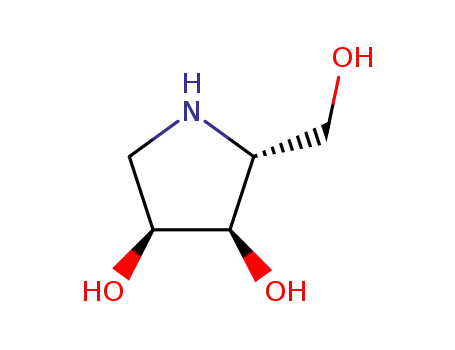 Molecular Structure of 105990-41-8 (3,4-Pyrrolidinediol, 2-(hydroxymethyl)-, (2R,3R,4S)-)