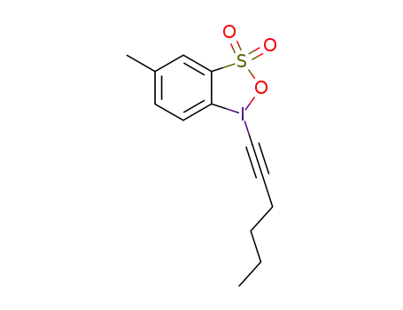Molecular Structure of 152716-85-3 (1H-1-(1'-hexynyl)-5-methyl-1,2,3-benziodoxathiole 3,3-dioxide)