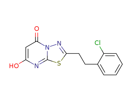 Molecular Structure of 141421-62-7 (5H-1,3,4-Thiadiazolo[3,2-a]pyrimidin-5-one,
2-[2-(2-chlorophenyl)ethyl]-7-hydroxy-)