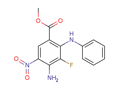 Molecular Structure of 606093-58-7 (Methyl 4-Amino-3-Fluoro-5-Nitro-2-(Phenylamino)Benzoate)