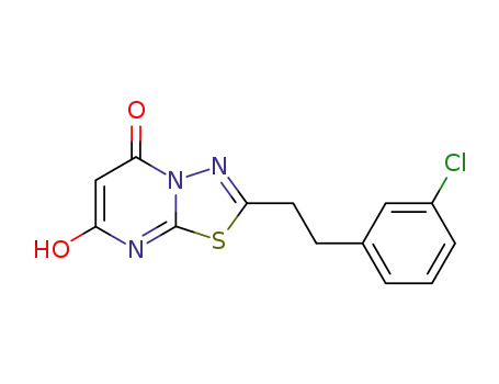 Molecular Structure of 141421-63-8 (5H-1,3,4-Thiadiazolo[3,2-a]pyrimidin-5-one,
2-[2-(3-chlorophenyl)ethyl]-7-hydroxy-)