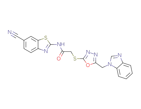2-(5-((1H-benzo[d]imidazol-1-yl)methyl)-1,3,4-oxadiazol-2-ylthio)-N-(6-cyanobenzo[d]thiazol-2-yl)acetamide