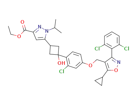 ethyl 5-((1s,3s)-3-(2-chloro-4-((5-cyclopropyl-3-(2,6-dichlorophenyl)isoxazol-4-yl)methoxy)phenyl)-3-hydroxycyclobutyl)-1-isopropyl-1H-pyrazole-3-carboxylate