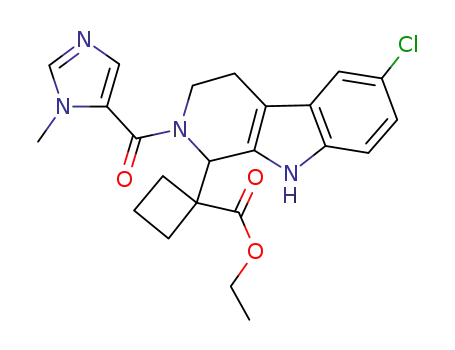 Molecular Structure of 320781-60-0 (ethyl 1-{6-chloro-2-[(1-methyl-1H-imidazol-5-1-yl)carbonyl]-2,3,4,9-tetrahydro-1H-β-carbolin-1-yl}cyclobutanecarboxylate)