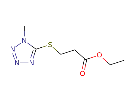 Molecular Structure of 93211-23-5 (Propanoic acid, 3-[(1-methyl-1H-tetrazol-5-yl)thio]-, ethyl ester)