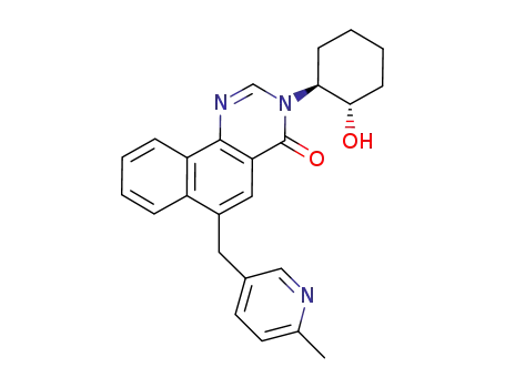 Molecular Structure of 1227923-29-6 (3-[(1S,2S)-2-Hydroxycyclohexyl]-6-[(6-methyl-3-pyridinyl)methyl]benzo[h]quinazolin-4(3H)-one)