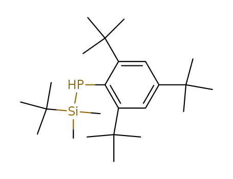 Molecular Structure of 88721-96-4 (Phosphine,
[(1,1-dimethylethyl)dimethylsilyl][2,4,6-tris(1,1-dimethylethyl)phenyl]-)