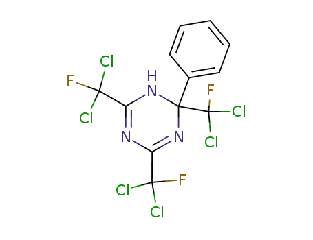 Molecular Structure of 13337-81-0 (2-phenyl-2,4,6-tris(dichlorofluoromethyl)-1,2-dihydro-3,5-triazine)