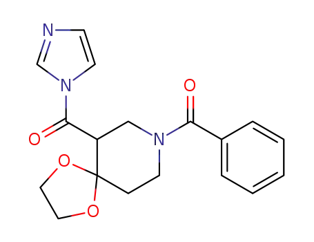 Molecular Structure of 71785-33-6 (8-benzoyl-6-(imidazole-1-carbonyl)-1,4-dioxa-8-aza-spiro[4.5]decane)
