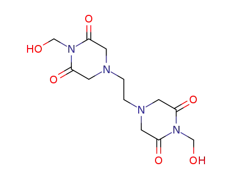 Molecular Structure of 98631-86-8 (4,4'-(1,2-ethanediyl)bis(1-hydroxymethyl-2,6-piperazinedione))