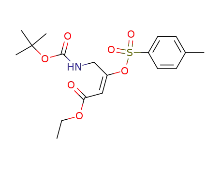 Molecular Structure of 835873-55-7 (2-Butenoic acid,
4-[[(1,1-dimethylethoxy)carbonyl]amino]-3-[[(4-methylphenyl)sulfonyl]oxy]
-, ethyl ester, (2E)-)