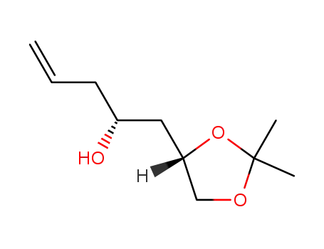 Molecular Structure of 87318-96-5 ((4S)-4-((2R)-2-hydroxypent-4-enyl)-2,2-dimethyl-1,3-dioxolane)
