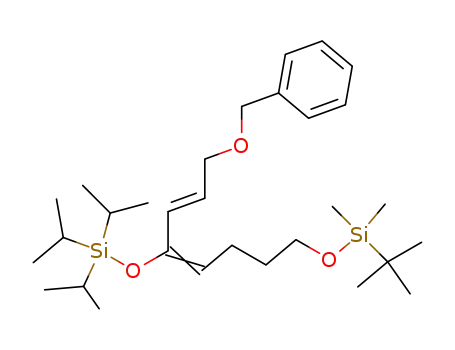 Molecular Structure of 924887-37-6 ([(2E,4Z)-8-(tert-Butyl-dimethyl-silanyloxy)-4-triisopropylsilanyloxy-octa-2,4-dienyloxymethyl]-benzene)