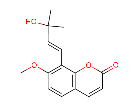 2H-1-Benzopyran-2-one,8-[(1E)-3-hydroxy-3-methyl-1-buten-1-yl]-7-methoxy-