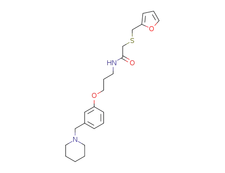 Molecular Structure of 108441-41-4 (N-{3-[3-(piperidinomethyl)phenoxy]propyl)-2-(furfurylthio)acetamide)