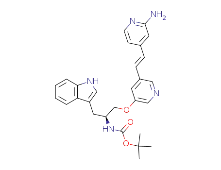 Molecular Structure of 882170-44-7 ([1-{5-[2-(2-amino-pyridin-4-yl)-vinyl]-pyridin-3-yloxymethyl}-2-(1<i>H</i>-indol-3-yl)-ethyl]-carbamic acid <i>tert</i>-butyl ester)