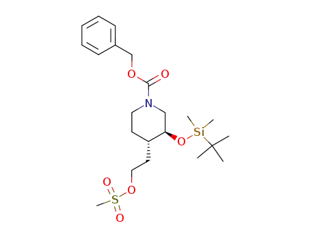 (3S,4S)-3-(tert-Butyl-dimethyl-silanyloxy)-4-(2-methanesulfonyloxy-ethyl)-piperidine-1-carboxylic acid benzyl ester