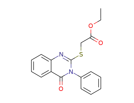 Molecular Structure of 28831-35-8 (Acetic acid, [(3,4-dihydro-4-oxo-3-phenyl-2-quinazolinyl)thio]-, ethyl
ester)