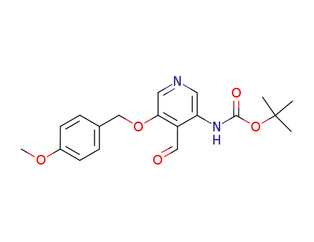 Molecular Structure of 552331-77-8 ([4-Formyl-5-(4-methoxy-benzyloxy)-pyridin-3-yl]-carbamic acid tert-butyl ester)