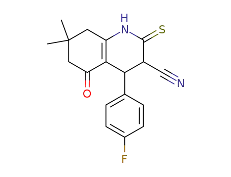 Molecular Structure of 104309-81-1 (3-Quinolinecarbonitrile,
4-(4-fluorophenyl)-1,2,3,4,5,6,7,8-octahydro-7,7-dimethyl-5-oxo-2-thiox
o-)