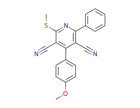 Molecular Structure of 86625-41-4 (3,5-Pyridinedicarbonitrile, 4-(4-methoxyphenyl)-2-(methylthio)-6-phenyl-)