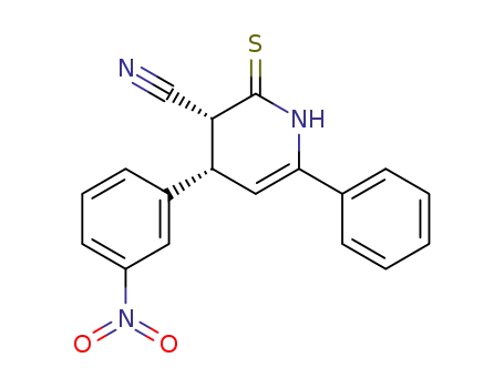 Molecular Structure of 89451-33-2 (4-(3-nitrophenyl)-6-phenyl-2-thioxo-1,2,3,4-tetrahydropyridine-3-carbonitrile)
