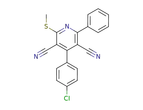 Molecular Structure of 86625-42-5 (3,5-Pyridinedicarbonitrile, 4-(4-chlorophenyl)-2-(methylthio)-6-phenyl-)