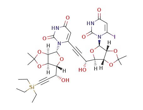 1-[6,7-dideoxy-2,3-O-isopropylidene-7-C-triethylsilyl-β-D-allo-hept-6-ynofuranosyl]uracil-6-yl-(6->7'-C)-1-(6,7-dideoxy-2,3-O-isopropylidene-β-D-allo-hept-6-ynofuranosyl)-6-iodouracil