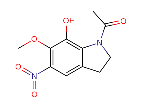 Molecular Structure of 70837-67-1 (1-Acetyl-2,3-dihydro-7-hydroxy-6-methoxy-5-nitroindol)