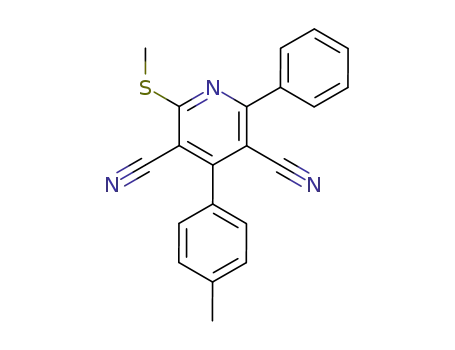 Molecular Structure of 86625-40-3 (3,5-Pyridinedicarbonitrile, 4-(4-methylphenyl)-2-(methylthio)-6-phenyl-)