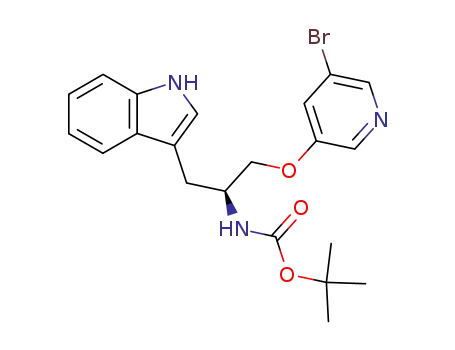 Molecular Structure of 882169-91-7 ((S)-tert-butyl 1-(5-bromopyridin-3-yloxy)-3-(1H-indol-3-yl)propan-2-ylcarbamate)