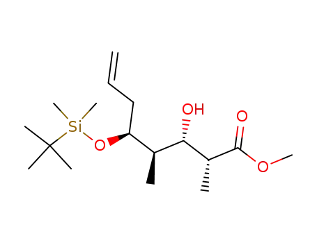 7-Octenoic acid,
5-[[(1,1-dimethylethyl)dimethylsilyl]oxy]-3-hydroxy-2,4-dimethyl-, methyl
ester, (2R,3S,4R,5S)-
