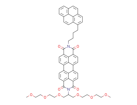 Molecular Structure of 1403967-53-2 (N-(2,5,8,12,15,18-hexaoxanonadec-10-yl)-N′-(4-[1-pyrenyl]butyl)perylene-3,4,9,10-bis(dicarboximide))