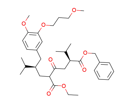 Molecular Structure of 1351987-32-0 ((2R,S)(5S)-6-benzyl 1-ethyl 5-isopropyl-2-((R)-2-(4-methoxy-3-(3-methoxypropoxy)benzyl)-3-methylbutyl)-3-oxohexanedioate)