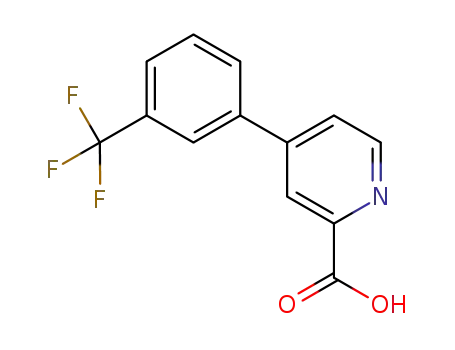 Molecular Structure of 1261637-33-5 (4-[(3-Trifluoromethyl)phenyl]-pyridine-2-carboxylic acid)