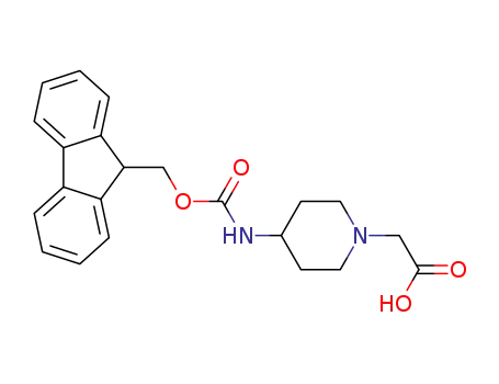 Molecular Structure of 221352-82-5 (1-Piperidineaceticacid,4-[[(9H-fluoren-9-ylmethoxy)carbonyl]amino]-(9CI))