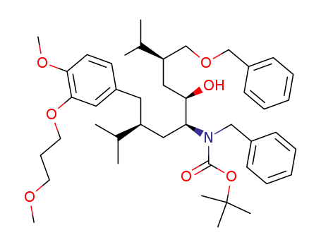 Molecular Structure of 866030-39-9 (Benzyl-((1S,2R,4S)-4-benzyloxymethyl-2-hydroxy-1-{(S)-2-[4-methoxy-3-(3-methoxy-propoxy)-benzyl]-3-methyl-butyl}-5-methyl-hexyl)-carbamic acid tert-butyl ester)