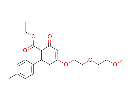 Molecular Structure of 52452-16-1 (4-[2-(2-Methoxy-ethoxy)-ethoxy]-2-oxo-6-p-tolyl-cyclohex-3-enecarboxylic acid ethyl ester)