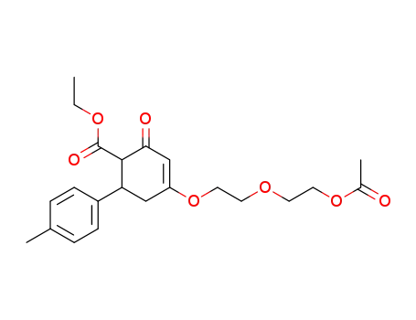 Molecular Structure of 52452-10-5 (4-[2-(2-Acetoxy-ethoxy)-ethoxy]-2-oxo-6-p-tolyl-cyclohex-3-enecarboxylic acid ethyl ester)