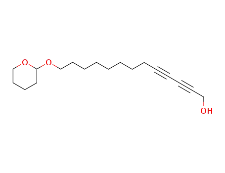 Molecular Structure of 96700-43-5 (13-<(tetrahydro-2H-pyran-2-yl)-oxy>-2,4-tridecandiyn-1-ol)